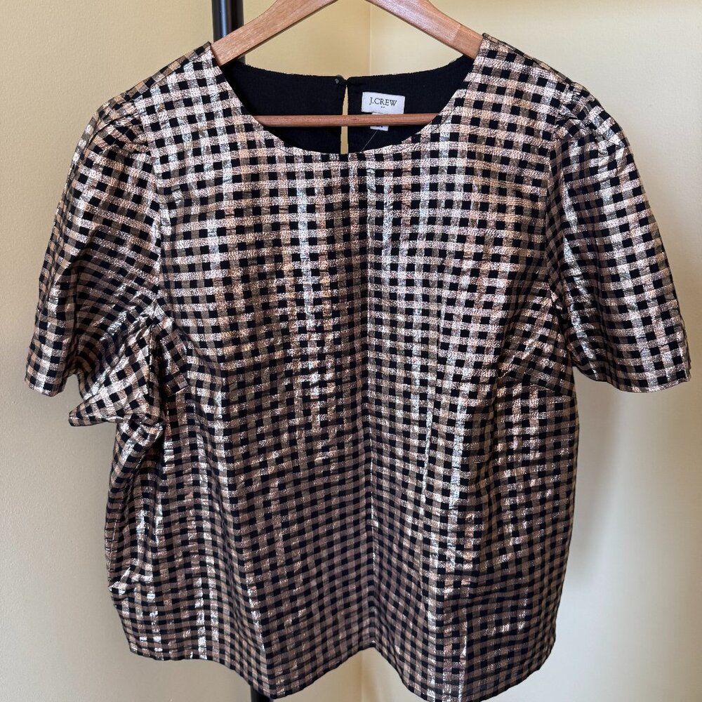 NWT: J.Crew Factory Black & Gold Metallic Top in 2x